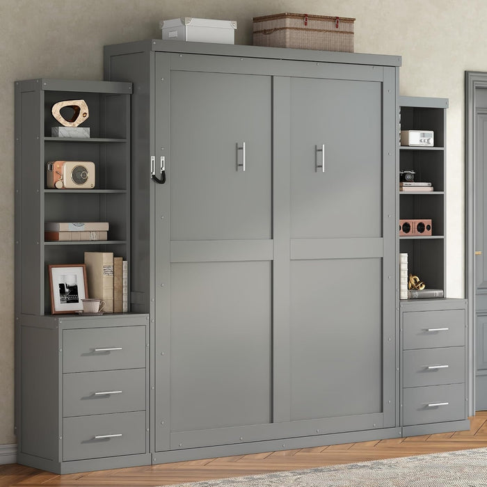Gray Murphy Cabinet Bed Space Saving StorageDrawers