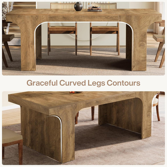 71 Inch Industrial Farmhouse Dining Table DoublePedestal