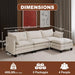 111Inch Modular Sectional Sofa Beige Upholstered Cushions