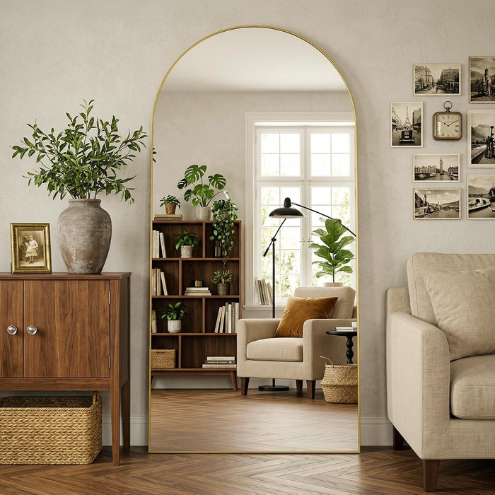 Floor Mirror, 77"X38" Oversized Full Length Mirror with Stand, Gold