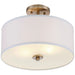 Halsted Modern Ceiling Light Semi Flush Mount Fixture 15" Wide Warm Brass 2-Light Oatmeal Linen Drum for Bedroom Living Room House