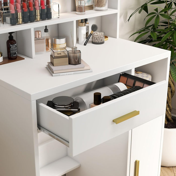 Vanity Desk With Oversized Mirror And Illumination