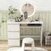 White Desk with 3 Storage Drawers & Built-In Charging Station, Home Office Desk with Keyboard Tray, PC Desk Study Writing Table, Vanity Table for Bedroom, Computer Workstation (White)
