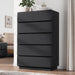 Black 6 Drawer Dresser for Bedroom, 48" Tall Dressers & Chest of Drawers with Curved Profile Design, Modern Dresser with Thickened Base for Bedroom, Living Room, Hallway