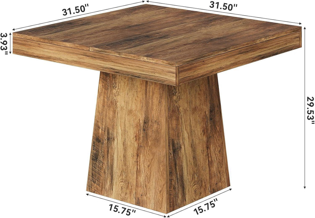 31.5" Small Dining Table for 4, Farmhouse Kitchen Table with Walnut Finish, Square Compact Dinner Table for Home Dining Room, Apartments, Office, Living Room & Restaurants, Walnut