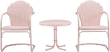 Tulip 3-Piece Outdoor Chair and Side Table Set, Retro Metal Patio Conversation Sets, Pink