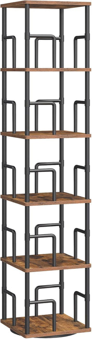 Rotating Corner Bookshelf Five Tier WalnutWoodFinish