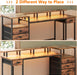 Computer Desk with 4 Drawers, 60" Office Long Desk with Fabric File Cabinet and Power Outlets, Gaming Desk with LED Lights, Study Writing Work Desk for Home Office, Rustic Brown