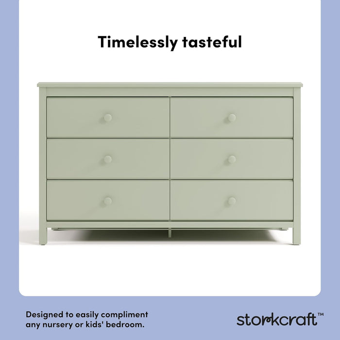 Alpine 6-Drawer Double Dresser, Sage