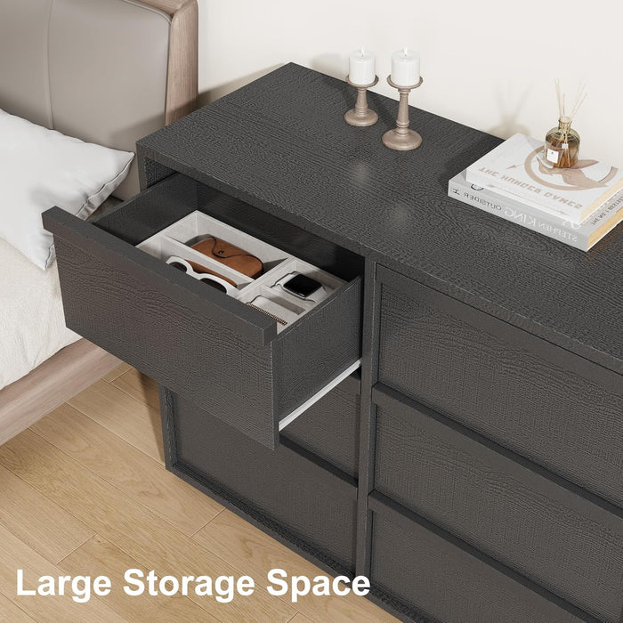 9 Dresser for Bedroom, 58.7" Wide Dresser, Freestanding Horizontal Drawer with Storage, Wooden Closet Chest Storage for Living Room, Hallway, Entryway