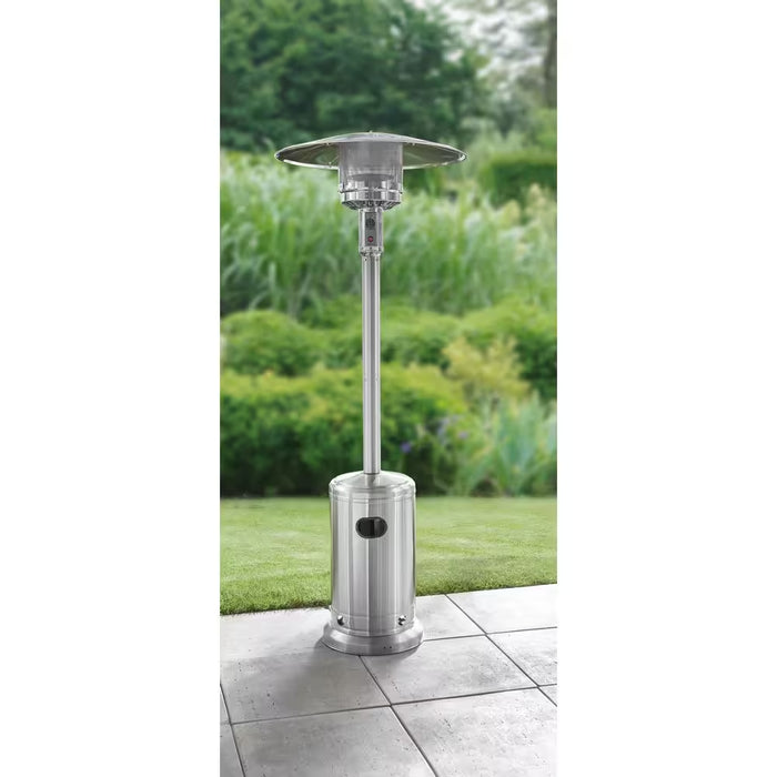 48000 BTU Stainless Steel Propane Standing Patio Heater with Wheels