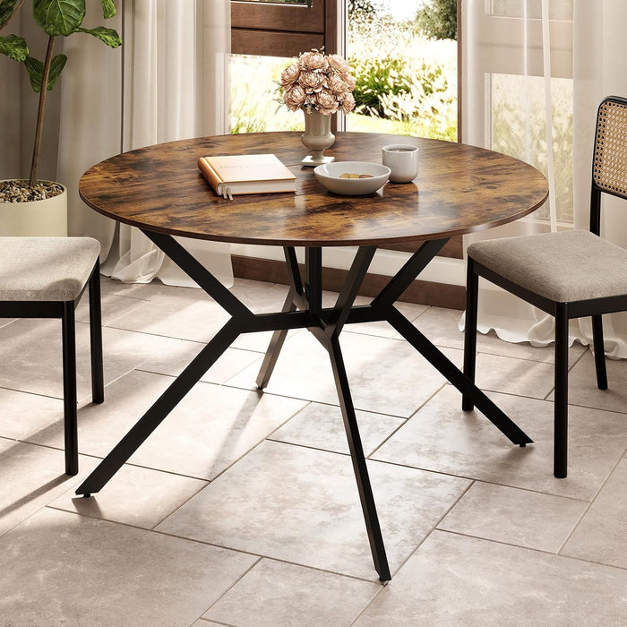 Folding Dining Table for 4, 47" round Kitchen Table for Small Space | Drop Leaf Kitchen Table W/Sturdy Metal Frame, Space-Saving Expandable Dinner Table for Dinette, Living Room, Apartment, Brown