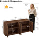 59" Fluted Buffet Cabinet Sideboard with Storage, Large Credenza with 4 Doors, 2 Adjustable Shelves, Wood Mid Century Modern Sideboard for Kitchen and Living Room, Walnut Brown