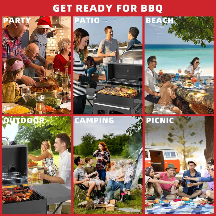 Charcoal Grill with Side Shelf, 353 Sq.Inch Cooking Area,Large Smoker Barbecue Grill with Warming Rack,Outdoor BBQ Grill with Charcoal Tray for Yard, Camping, Picnic
