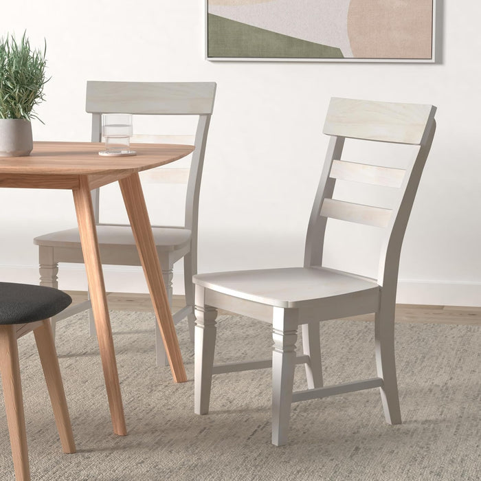 Set of Two Java Dining Chairs Seats 225Lbs Wt Capacity, Solid Real Wood, Sturdy Parawood, 19.7"W X 22"D X 36.6"H, DIY, Paint/Stain Ready, Unfinished