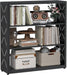 Three Shelf Black PowderCoatedSteel Bookcase Anti Tip