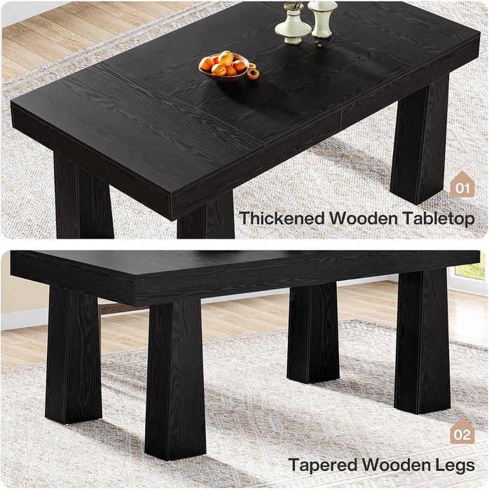Tribesigns 63 Inch Dining Table for 4-6 People, Modern Rectangular Kitchen Table with Heavy Duty Tapered Legs, Farmhouse Dinner Tables for Home Commercial, Easy Assembly