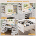 Vanity Desk with Mirror and Lights, Makeup Vanity Desk with 9 Drawers & 6 Shelves, Make up Vanity, Dressing Table with Touch Screen Mirror & Power Outlet, White Vanity for Girls Women, Bedroom