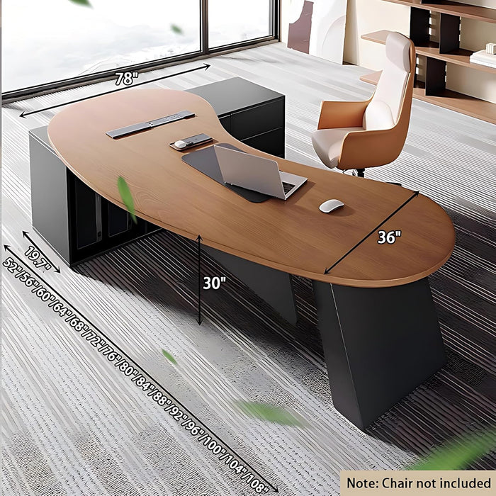 L Shaped Desk With Solid Wood 80InchExecutiveWorkspaceDesk