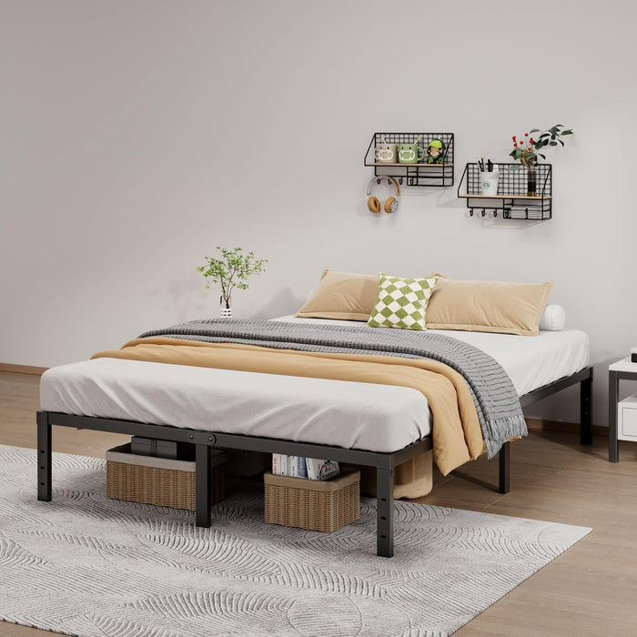 Full Size Bed Frame 14 Inch Metal Platform Bed Frames with Underbed Storage