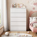 5 Drawer Dresser for Bedroom, White Dresser Chest of Drawers, Tall Dressers for Bedroom with Handleless Drawers, 15" D X 23.7" W X 40.4" H Storage Dressers for Living Room, Hallway and Entryway-White