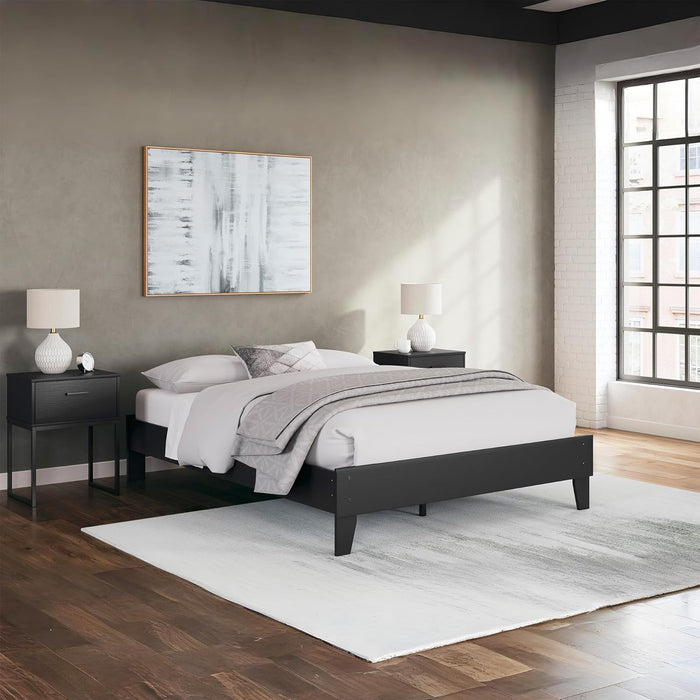 Signature Design by Ashley Socalle Casual Queen Platform Bed with Metal Slats, No Box Spring Needed, Black