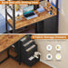 Twin over Full Bunk Bed with Desk,Led Lights and 4 Drawers,Metal Bunk Beds with Storage Headboard and Charging Station,L-Shaped Bunk Bed for Kids/Teen with Safety Guardrail and Ladder,Black