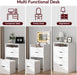 Compact Vanity Desk with Mirror and Lights, 19 Inch Hidden Makeup Vanity Cabinet with Storage Drawers & Shelves, Small Vanity Table for Bedroom, Flip Top Vanity for Small Spaces, White