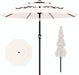 9Ft 3-Tier Patio Umbrellas, Outdoor Umbrella with 8 Sturdy Ribs UV Protection Windproof, Market Table Umbrella W/Push Button Tilt & Crank for Pool, Porch, Deck, Garden(Cream White)