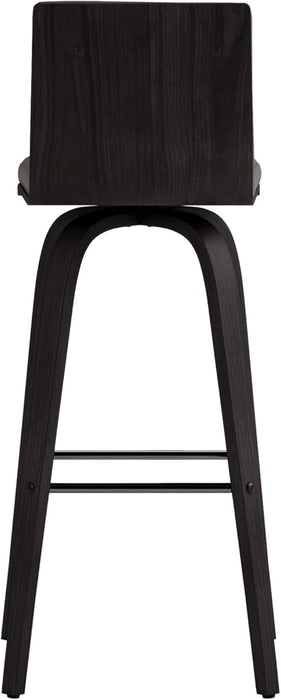 Size Color Options Vienna 30" Bar Height Barstool Brushed Wood Finish Faux Leather, Grey/Black