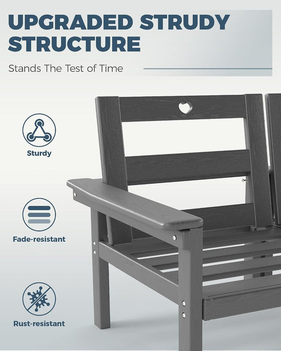 HDPE Outdoor Patio Furniture Set, Grey Frame & Beige Cushions