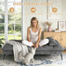Grey Futon Sofa Bed With AdjustableBackrest Comfort