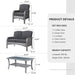 4-Piece Outdoor Patio Conversation Set, Backyard Furniture W/Loveseat, Coffee Table, Wicker Frame - Gray/Black