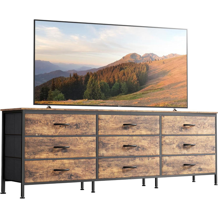 Rustic Brown 9-Drawer Dresser & TV Stand