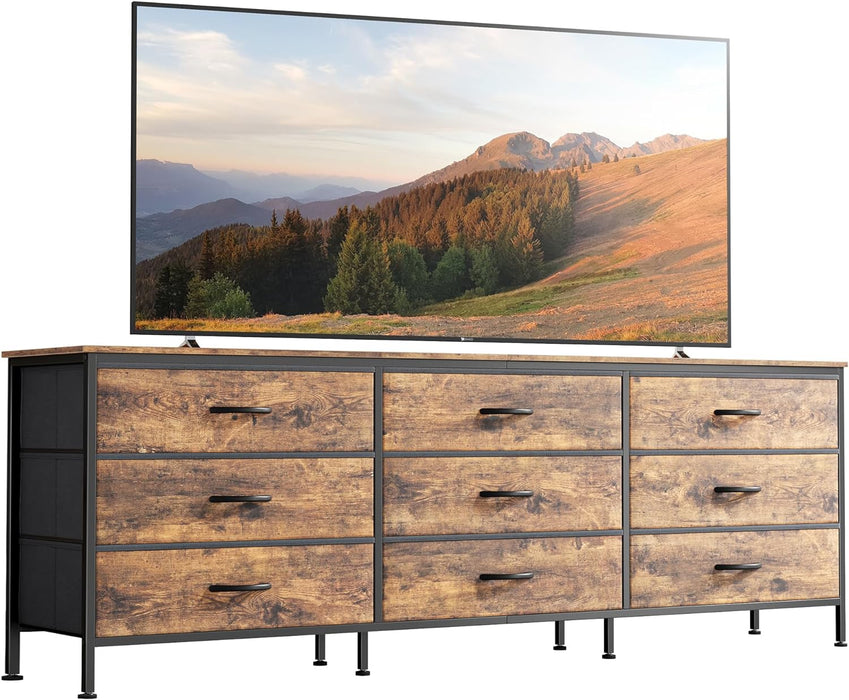 Rustic Brown 9-Drawer Dresser & TV Stand