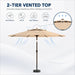 10FT Patio Umbrella, 2 Tier Outdoor Table Umbrella, Large Vented Market Umbrellas with Push Button Tilt and Crank, 8 Sturdy Ribs for Backyard, Deck, Pool, UPF50+ UV Protection