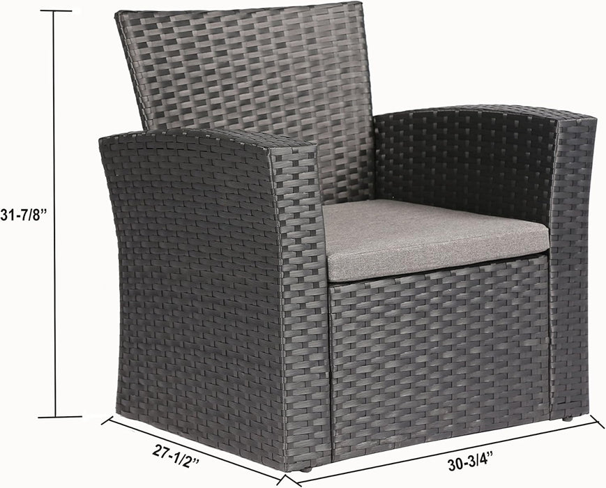 4 Pieces Outdoor Furniture Complete Patio Cushion Wicker P.E Rattan Garden Set, Full, Black