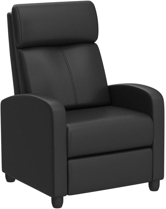 2-Seat Reclining Chair Leather Recliner Sofa Modern Chaise Couch Lounger Sofa for Living Room Home Theater Black