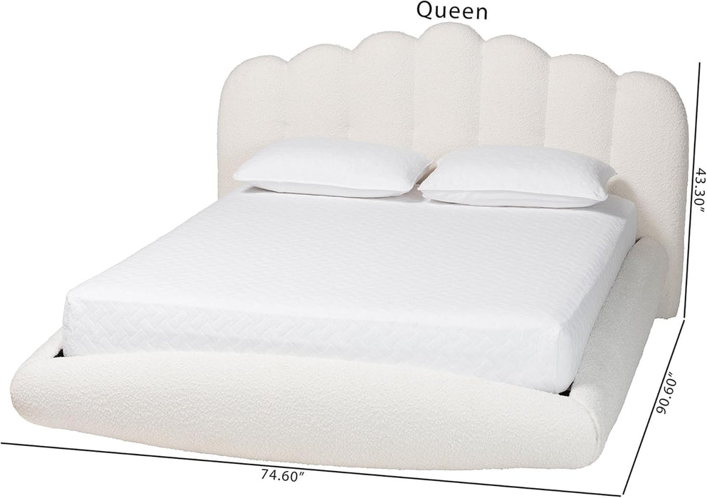 Grenier Boucle Fabric Floating Bed, King, Cream