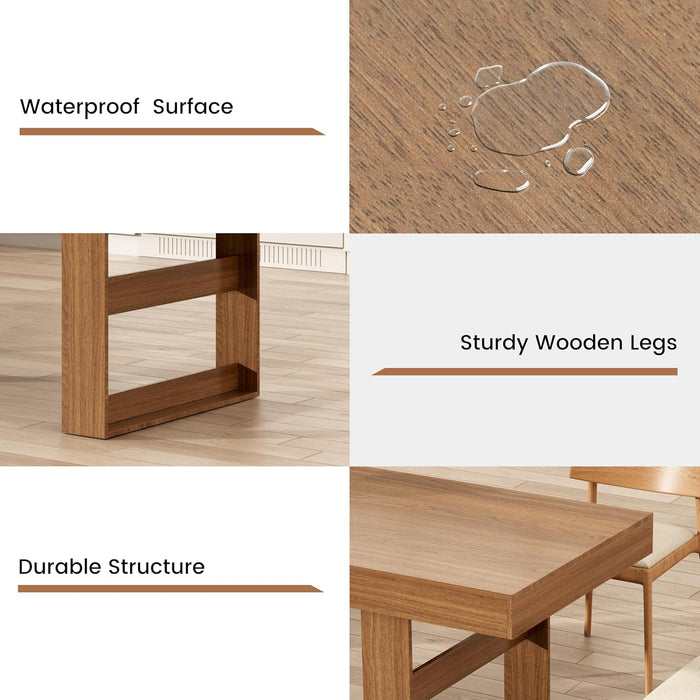 70.9" - 86.6" Extendable Dining Table for 8-10 Person, Modern Rectangle Expandable Kitchen Table with Wooden Legs, Table for Small Spaces, Dining Room, Kitchen, Living Room, Brown