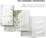 No Assembly Folding Bookshelf Storage Shelves 3 Tier Vintage Bookcase Standing Racks for Bedroom Living Room Home Office