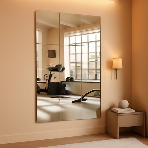 Home Gym Mirror Tiles for Wall, 14"X12"X12Pcs Full Length Home Gym Workout Mirror for Garage, Bedroom, Living Room, over the Door