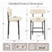 28'' Bar Stools Set of 3, Modern Boucle Counter Height Bar Stools with Ergonomic Curved Back, Upholstered Kitchen Stools, Barstools for Kitchen Island, Bar, Cafe, White