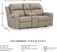 Signature Design by Ashley Lavenhorne Contemporary Faux Leather Manual Reclining Loveseat with Console and Cup Holders, Beige