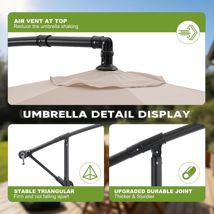 10FT Cantilever Offset Patio Outdoor Umbrella with Base Included