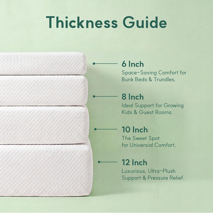 Queen Mattress, 10 Inch Queen Size Mattress, Basic Matcha Cooling Gel Memory Foam Mattress in a Box, Pressure Relief with Medium Firm Support, Certipur-Us Certified, 80''L X 60''W