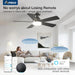 42 Inch Smart Ceiling Fans with Lights, Small Low Profile Ceiling Fan, Remote/Alexa Voice Control, Flush Mount, Reversible DC Motor, 5 Blades, 6 Speeds, 3CCT, Dimmable, Noiseless, Bedroom, Black