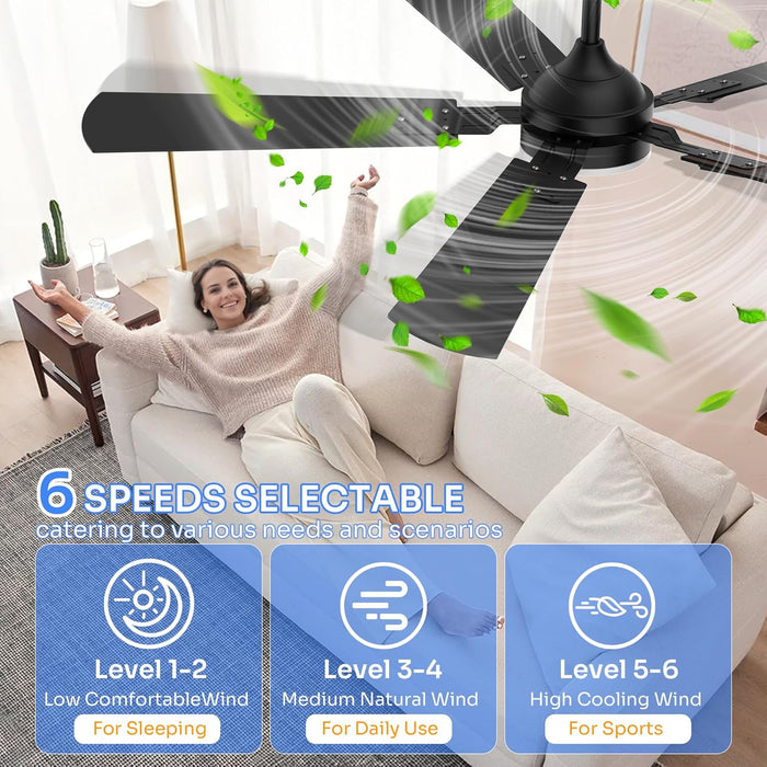 Ceiling Fans with Lights, 52 Inch Modern Ceiling Fans with Lights and Remote Control, DC Reversible Motor, Noiseless, 3CCT, Ceiling Fan for Bedroom, Living Room, Apartment Indoor/Outdoor Use