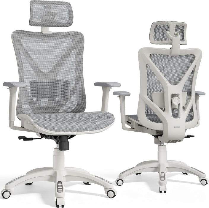 Ergonomic Office Chair with 3D Headrest, T23 High Back Mesh Desk Chair with Adjustment Lumbar Support & 3D Armrests, Chair, Big and Tall Swivel Computer Chair for Home Office, Gaming