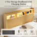 Full Size Bed Frame with Headboard and Storage Drawers, Full Platform Bed Frame with LED Lights and Charging Station, Fluted Wood Grain Design, No Box Spring Needed, Oak
